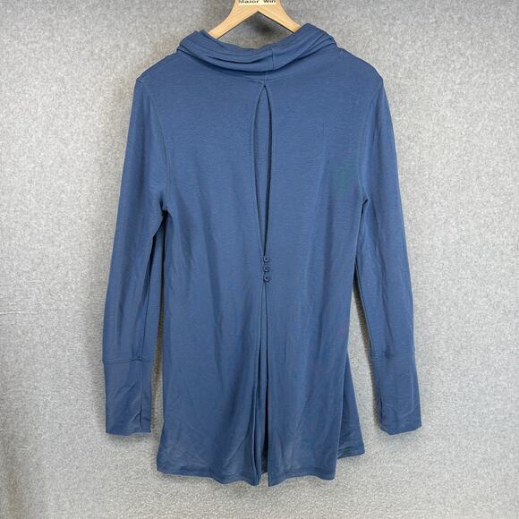 Cable & Gauge Sweater Medium Blue Viscose Blend Cowl Neck Long Sleeve Pullover - Picture 2 of 16